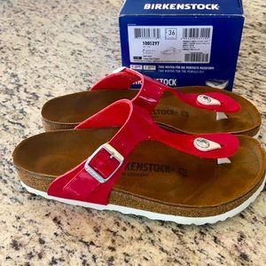 Birkenstock Gizeh Tango Red Patent size 36